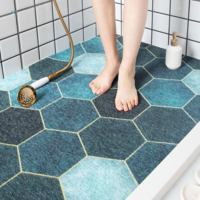 Waterproof Printed Coil Loop Bathroom Anti Slip Floor Mat 50CM*80CM For Tile Shower